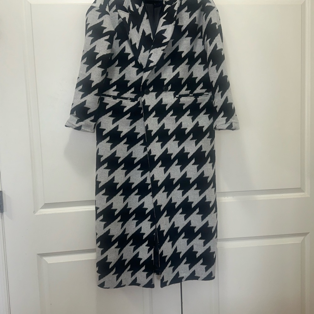 Missguided Black and Gray Pea Coat